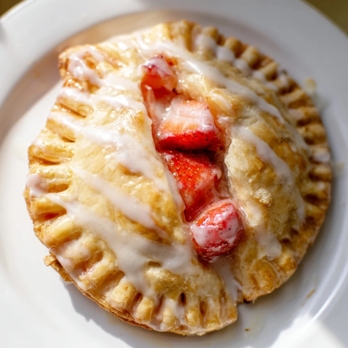 Freshly baked Strawberry Hand Pies with Glaze cooling on a wire rack, showing golden crusts and sweet drips.