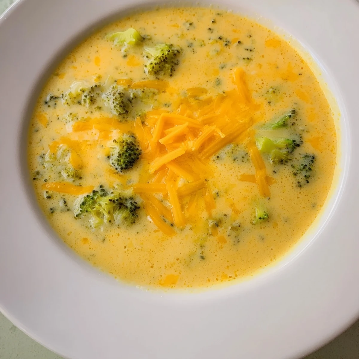A steaming bowl of homemade Creamy Broccoli Cheddar Soup, loaded with tender florets and melted cheddar, perfect for a cozy winter lunch.  