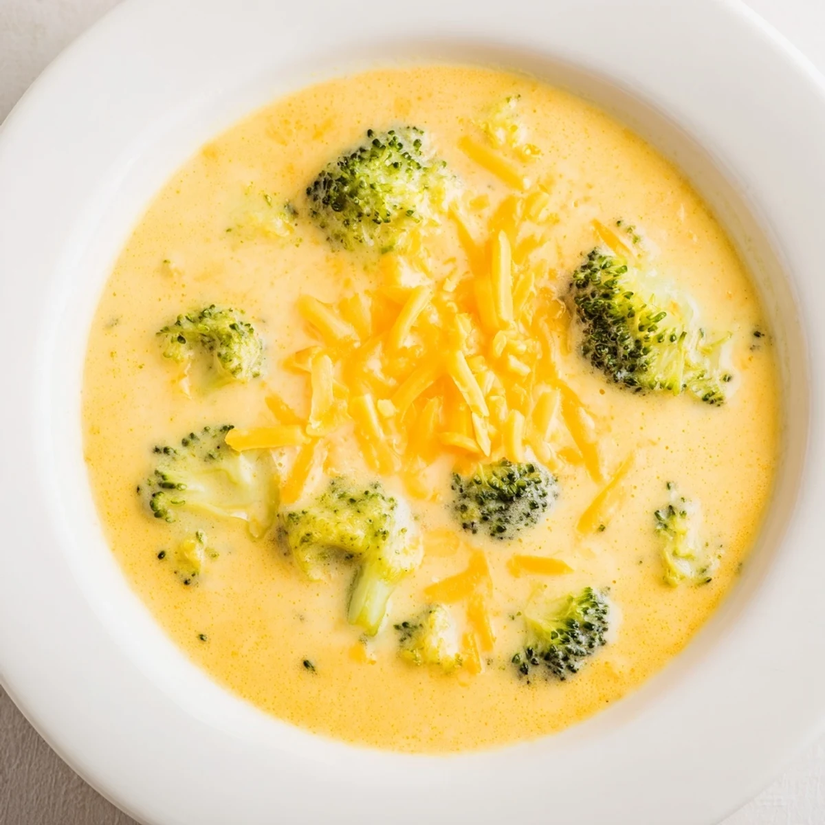 Velvety Creamy Broccoli Cheddar Soup garnished with fresh herbs and served alongside golden toast, ideal for a comforting vegetarian dinner.  