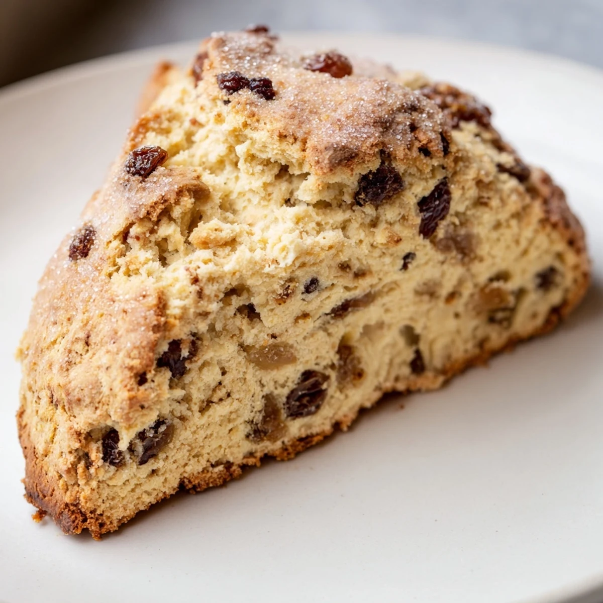 Freshly baked Irish Soda Bread Scones with a golden, crisp crust are arranged on a wooden board next to a jar of jam.