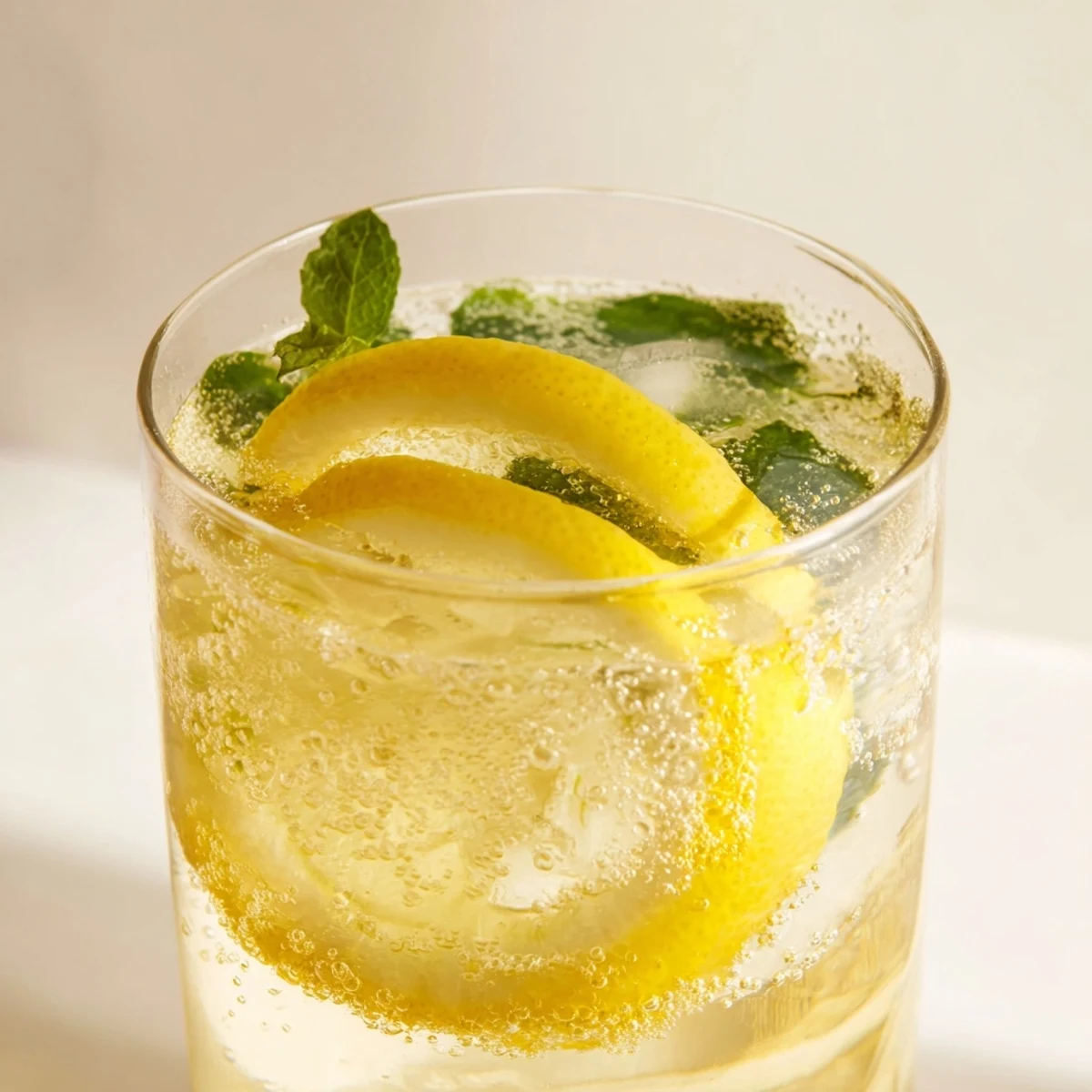 This refreshing Easy Limoncello Mocktail shows sparkling bubbles over ice with a pitcher nearby, ready for summer gatherings.