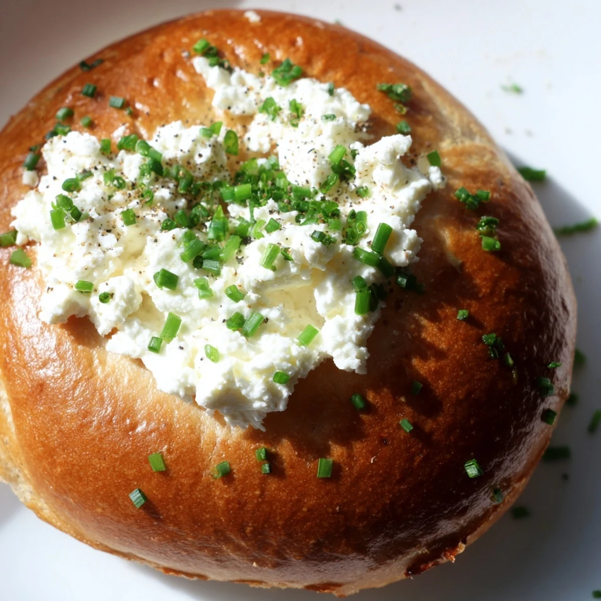 Warm Protein Bagels with Cottage Cheese displayed on a plate with optional seeds and fresh toppings.