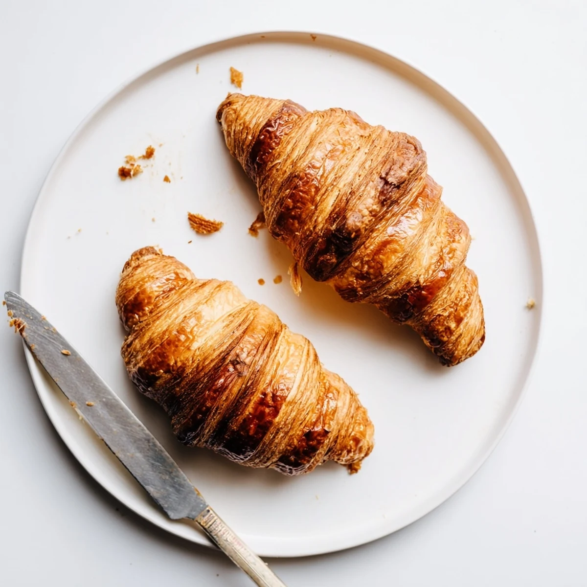 Homemade gluten-free croissants served warm with strawberry jam and butter.