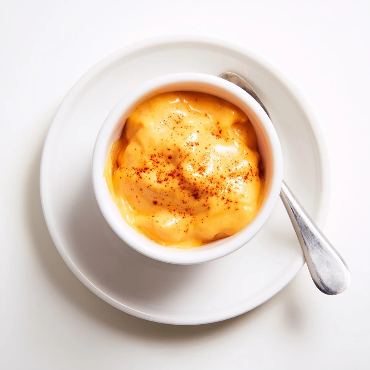 A chip dipping into a rich, orange Snappy Cheddar Sauce next to broccoli.