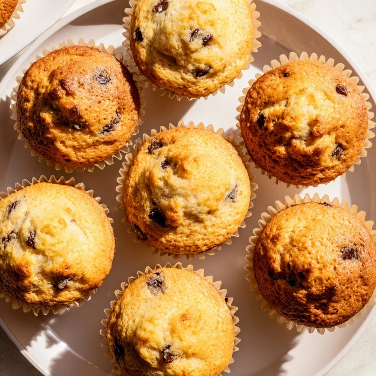 Golden French Roast Coffee Muffins with Mochi Flour sit beside a steaming cup of coffee.