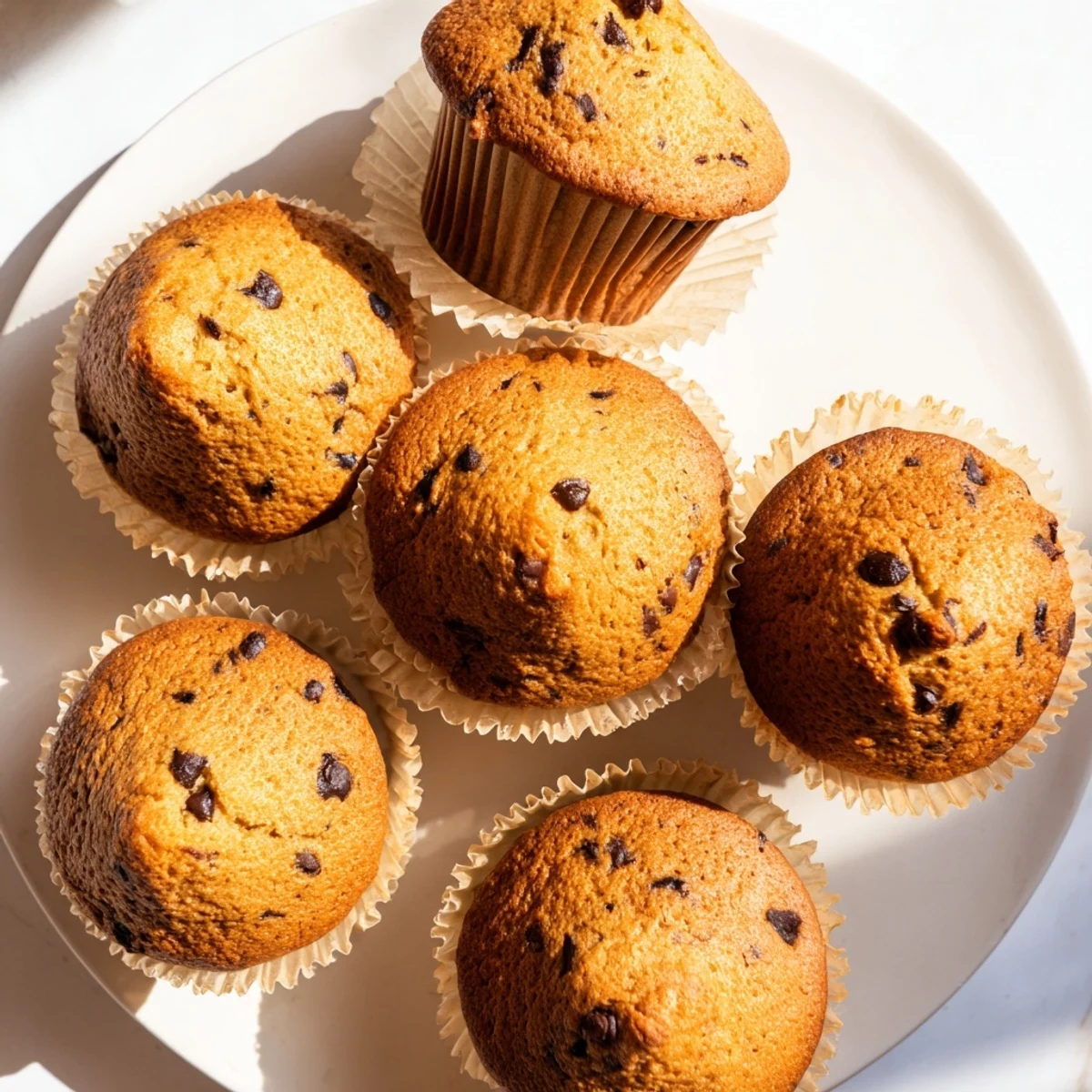 A close-up of a French Roast Coffee Muffin with Mochi Flour reveals a tender, chewy crumb.