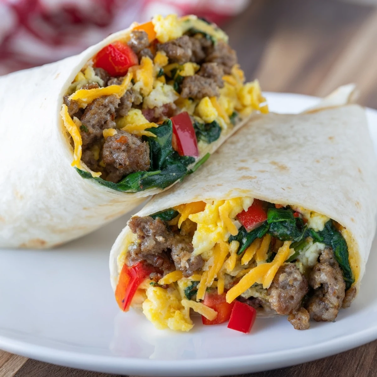 Wrapped make-ahead breakfast burritos ready for freezing with salsa and hot sauce on the side