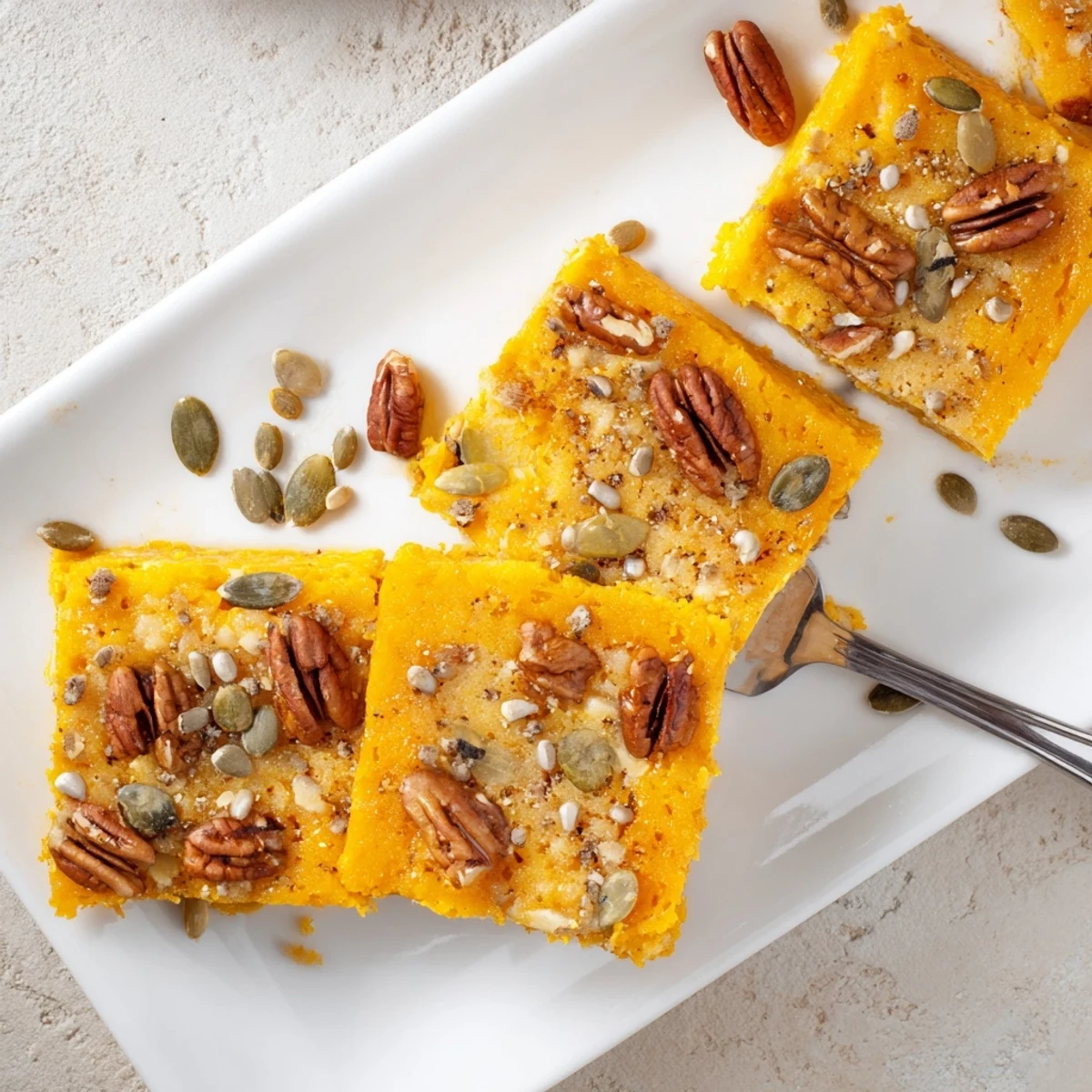 Protein-rich pumpkin bake with cottage cheese served with Greek yogurt and fresh berries