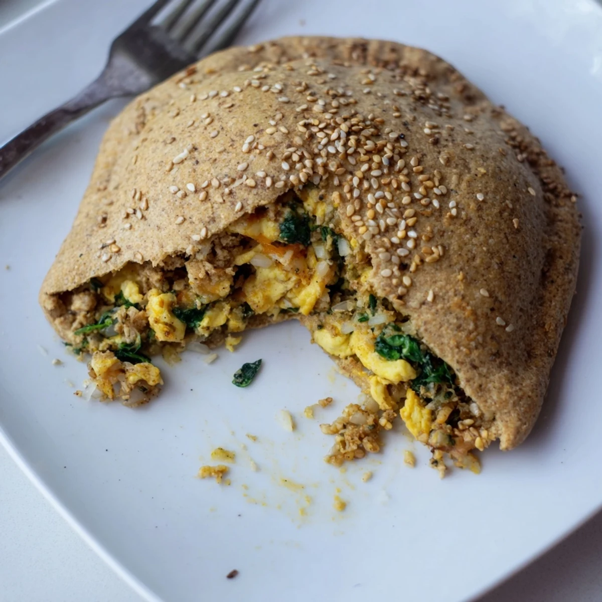 Savory high protein breakfast hot pockets featuring turkey and spinach nestled inside fluffy golden dough