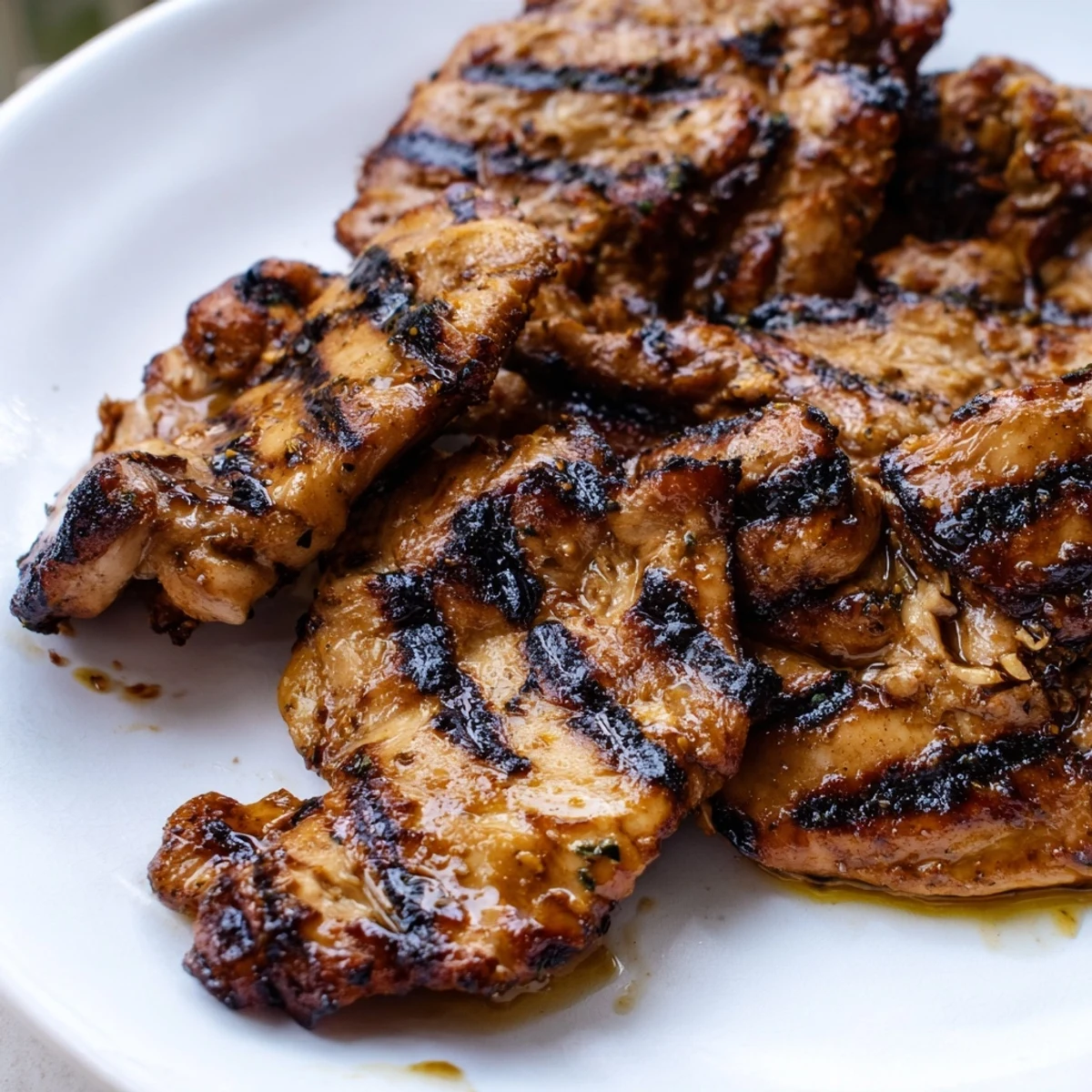 Juicy sliced grilled Vietnamese chicken topped with fresh cilantro and lime wedges