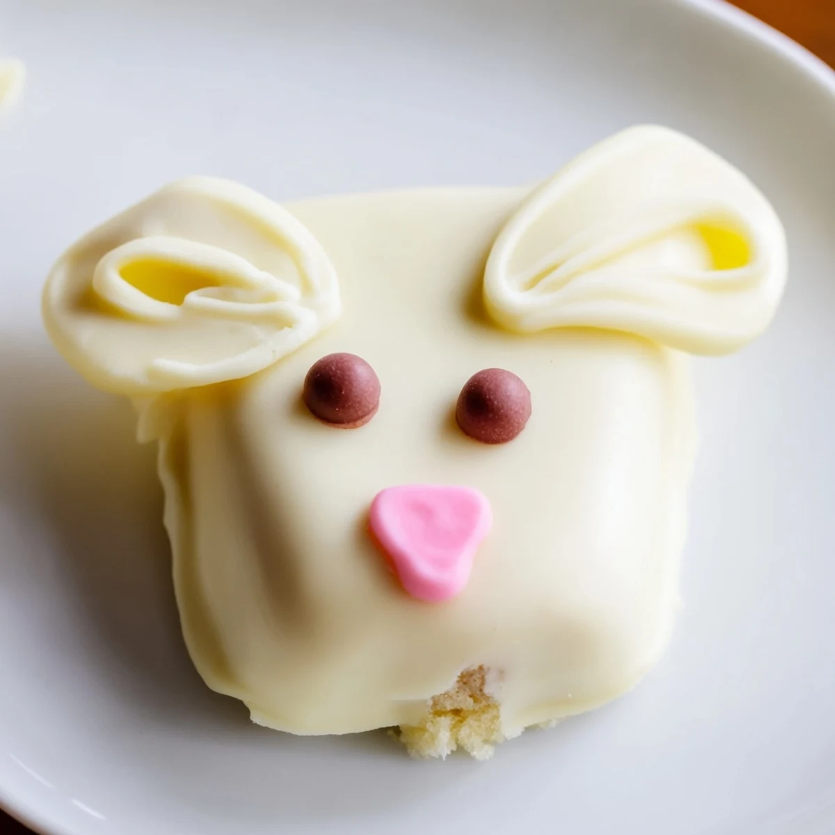 Creamy white chocolate bunny cakesicles decorated with sprinkles for Easter celebrations