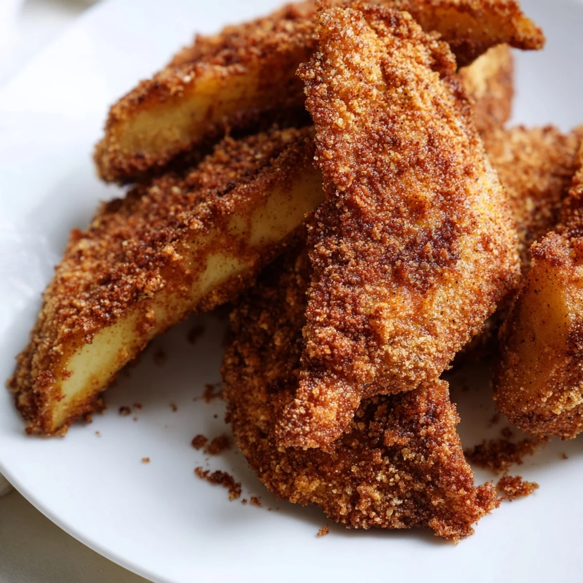 Tender caramelized apple slices topped with crunchy oat crumble and a dollop of whipped cream.