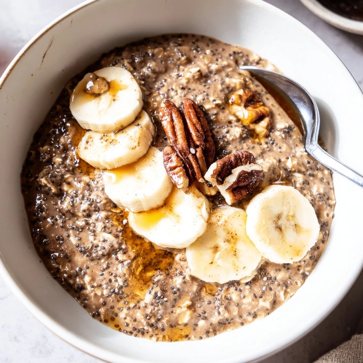 Creamy Brown Sugar Coffee Overnight Oats in mason jar, aromatic coffee scent.