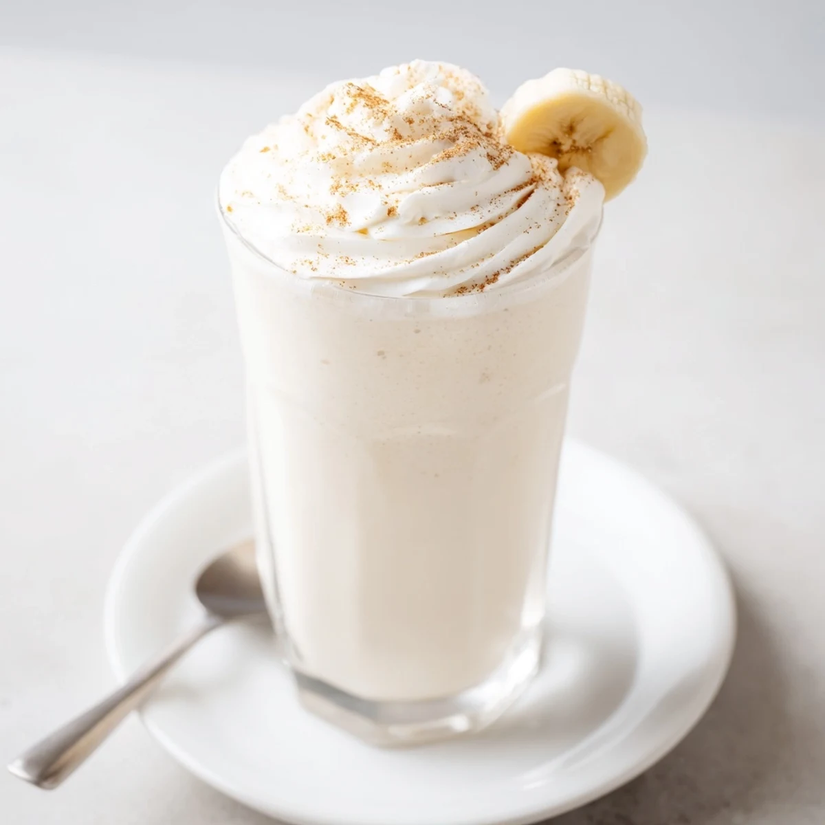 Silky Vanilla Banana Shake blended with cold milk, perfect for breakfast