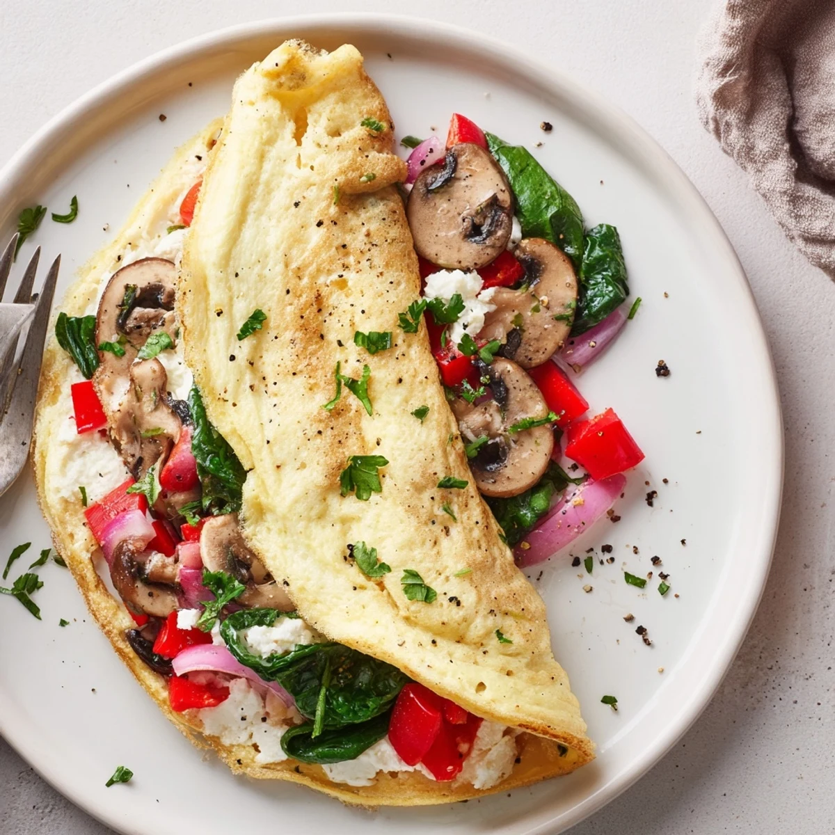 Serve Egg White Omelette with Vegetables alongside whole-grain toast for breakfast