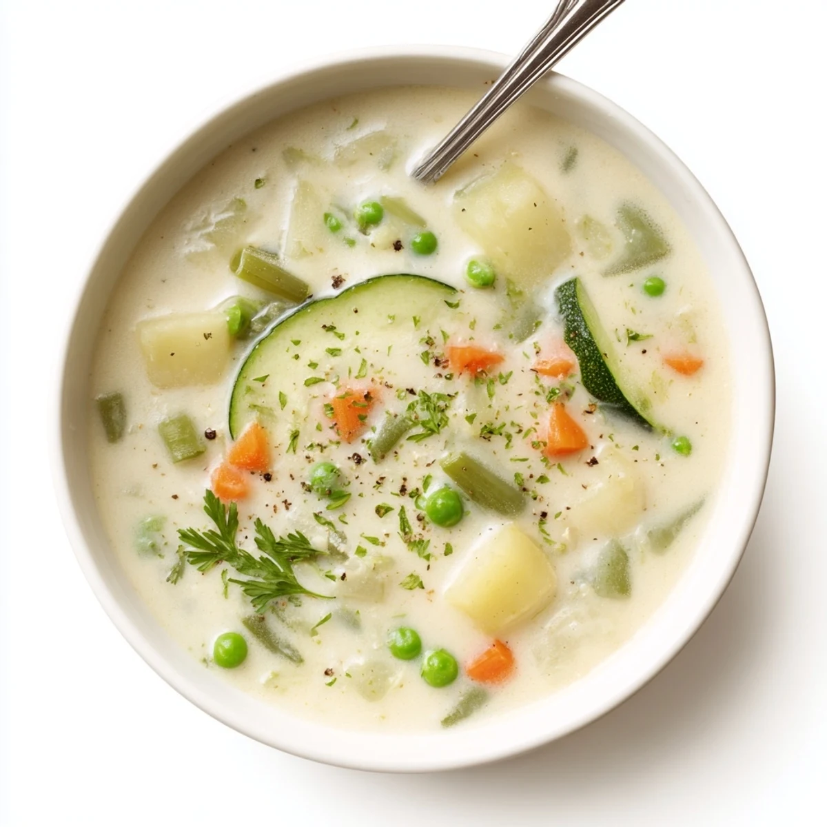Creamy Vegetable Soup Recipe steaming in bowl, velvety texture, parsley garnish