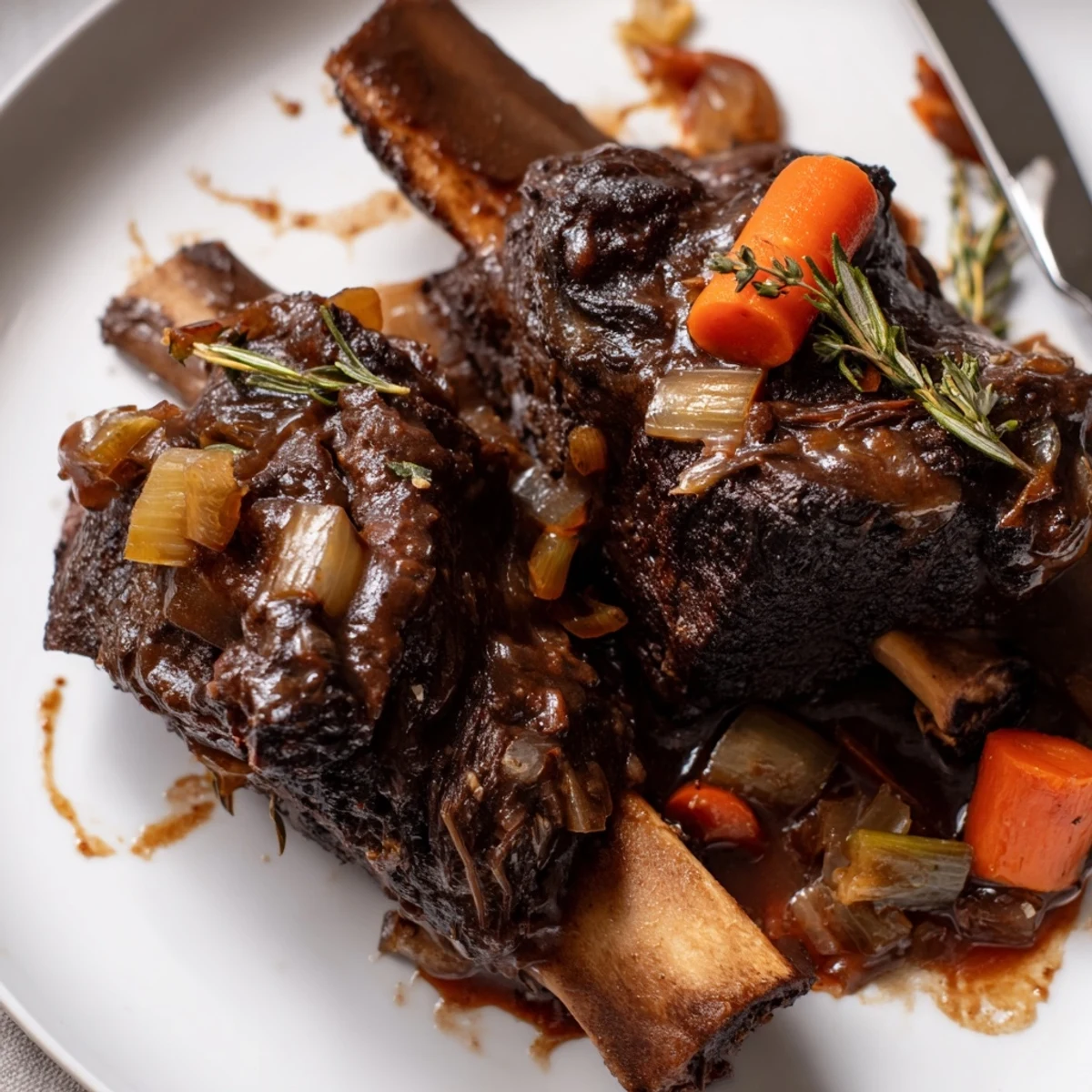 Slow Cooker Beef Short Ribs falling off the bone, served over mashed potatoes