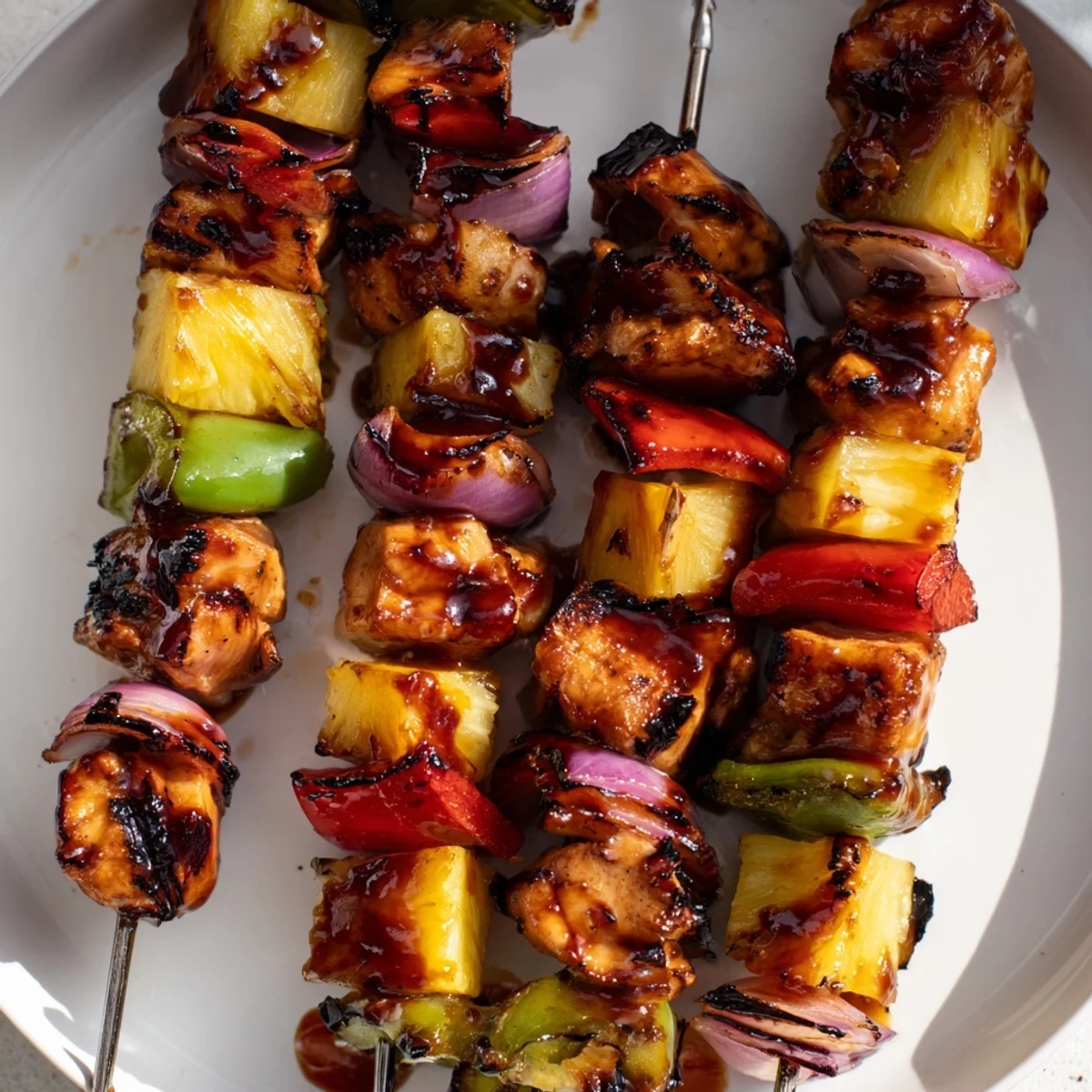 Colorful grilled Bbq Pineapple Chicken Kabobs sizzling, perfect for summer backyard gatherings.