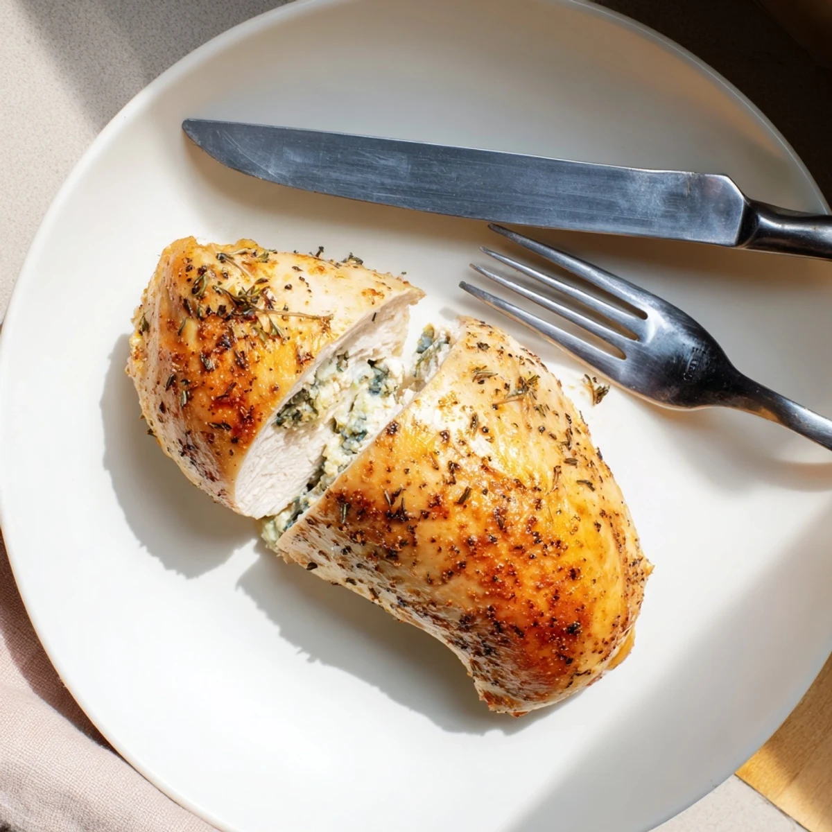 Golden goat cheese chicken stuffed with herbs and baked until perfectly juicy