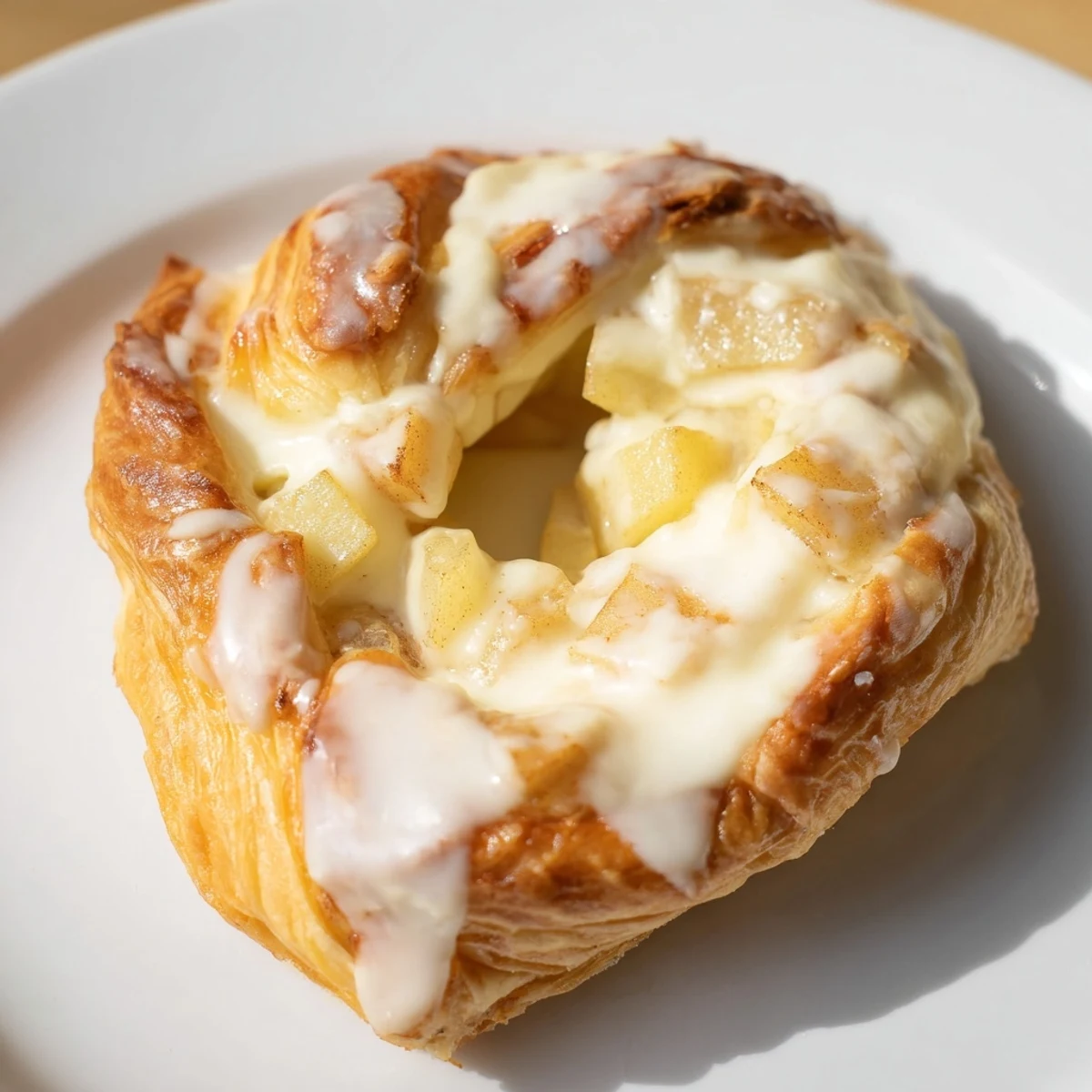 Drizzled with white icing these warm Apple Cheese Danishes are ready for breakfast serving
