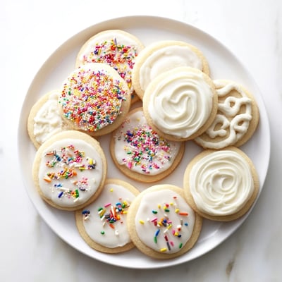 Sugar Cookie Icing adds smooth, sweet swirls to decorated cookies on a cooling rack.