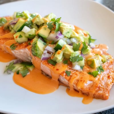 Bang Bang Salmon With Avocado Salsa