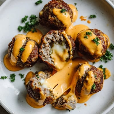 Cheese Stuffed Meatballs with Sauce